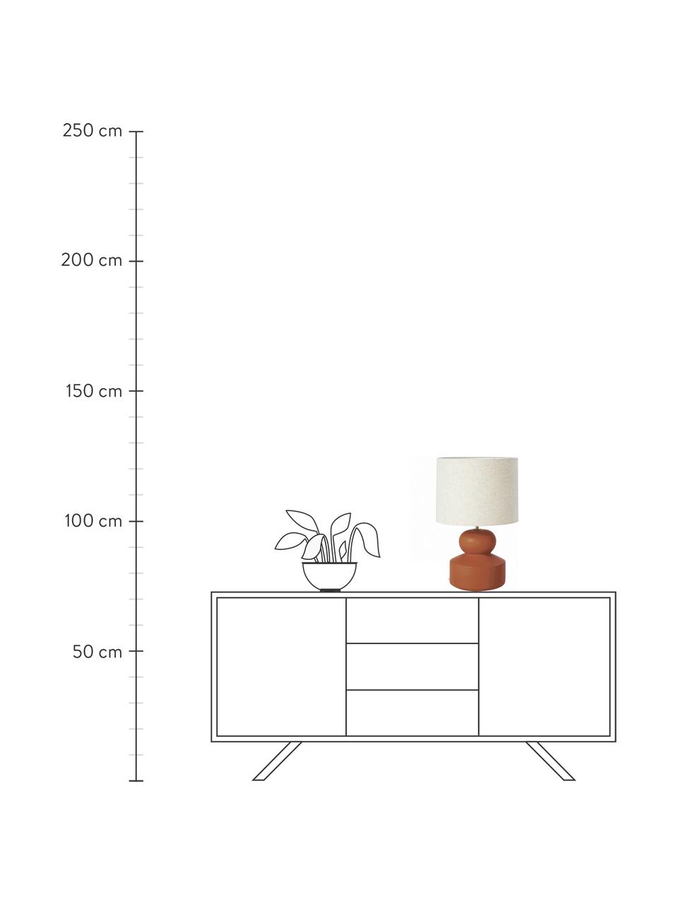 Lámpara de mesa grande de cerámica Georgina, Pantalla: tela, Cable: plástico, Beige, terracota, Ø 33 x Al 52 cm