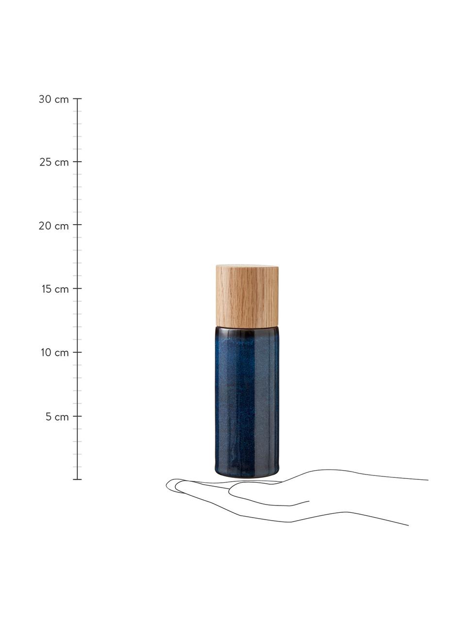 Moulins à sel et poivre Bizz, 2 élém., Bleu foncé, bois de chêne, Ø 5 x haut. 17 cm