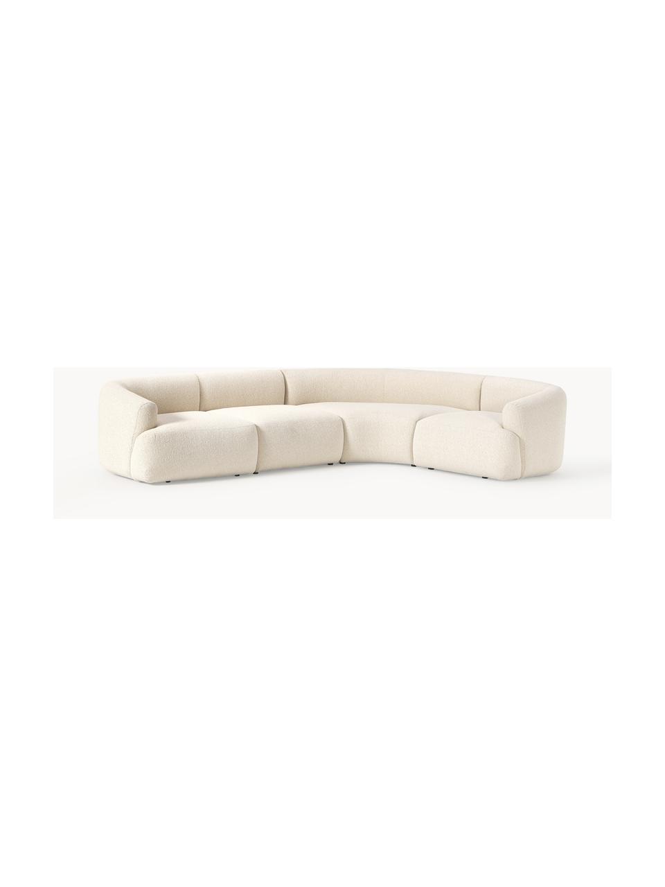 Modulares Bouclé-Ecksofa Sofia (4-Sitzer), Bezug: Bouclé (100 % Polyester) , Gestell: Fichtenholz, Spanplatte, , Bouclé Off White, B 312 x T 235 cm