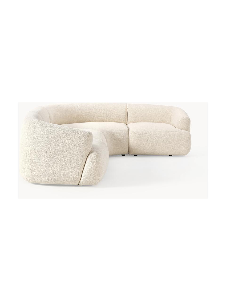 Modulares Bouclé-Ecksofa Sofia (4-Sitzer), Bezug: Bouclé (100 % Polyester) , Gestell: Fichtenholz, Spanplatte, , Füße: Kunststoff Dieses Produkt, Bouclé Off White, B 312 x T 235 cm