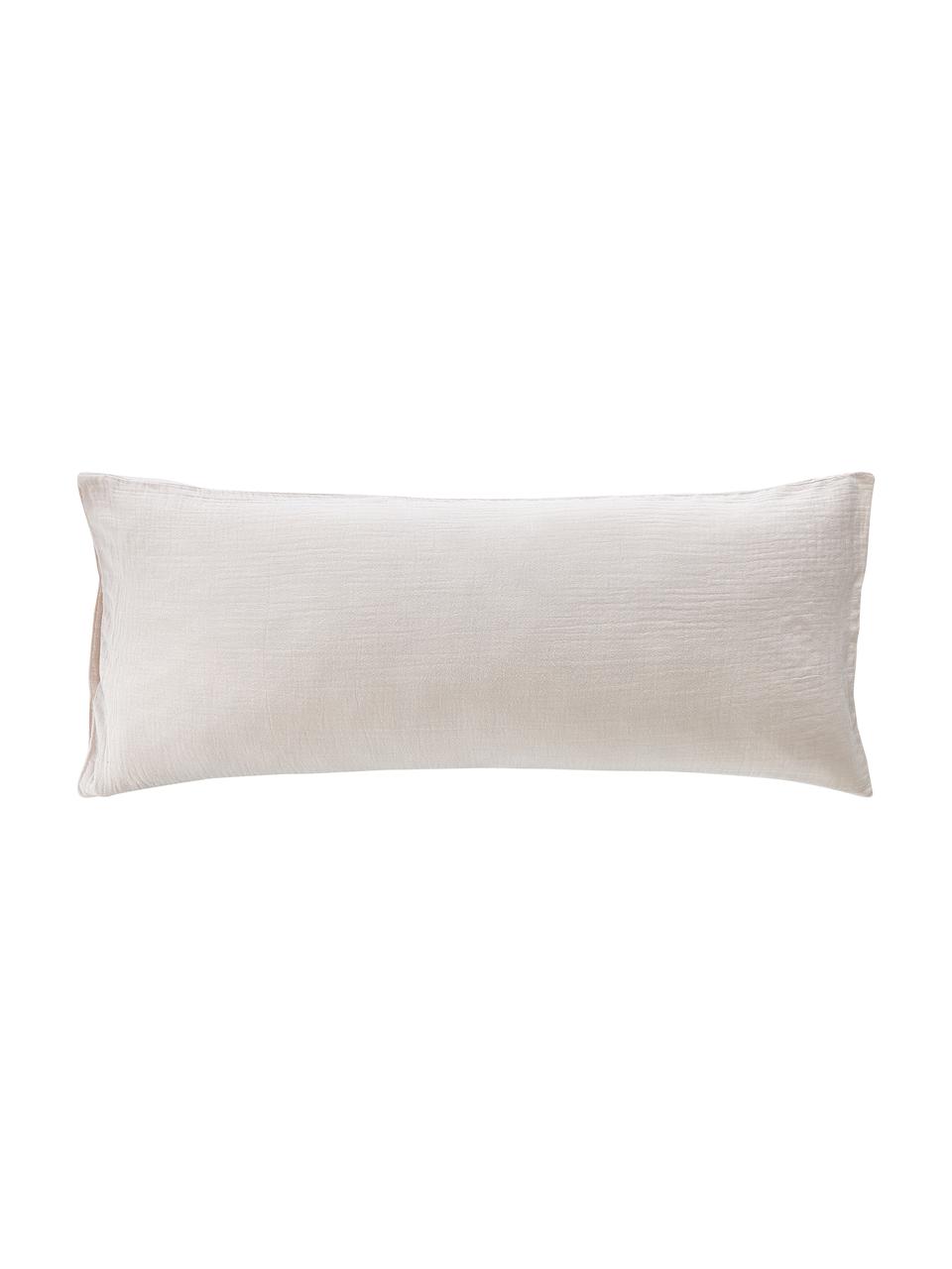 Funda de almohada muselina de algodón Odile, Beige, 45 x 110 cm