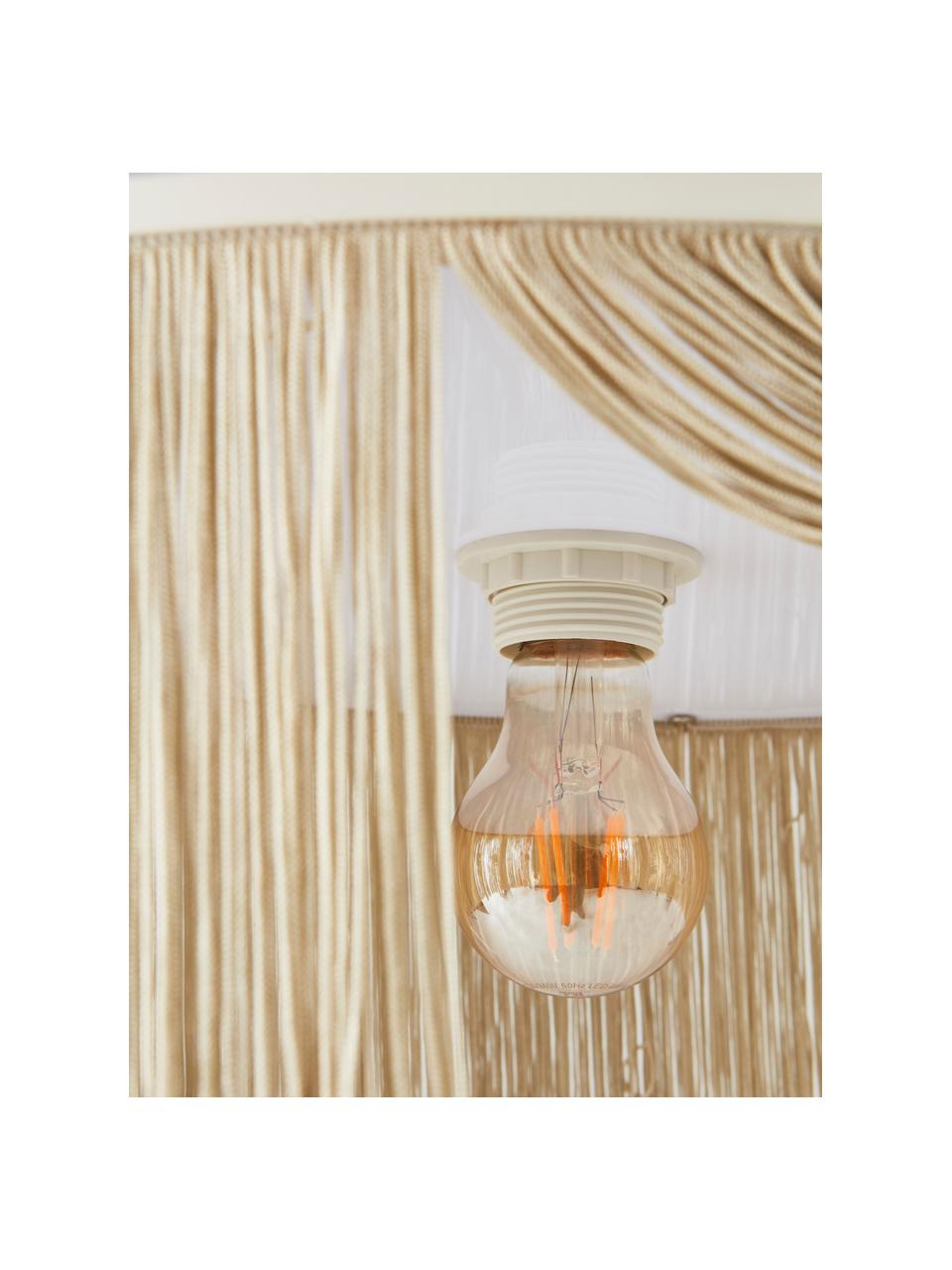 Hanglamp Regency met franjes, Lampenkap: stof, Lichtbeige, Ø 45 x H 16 cm