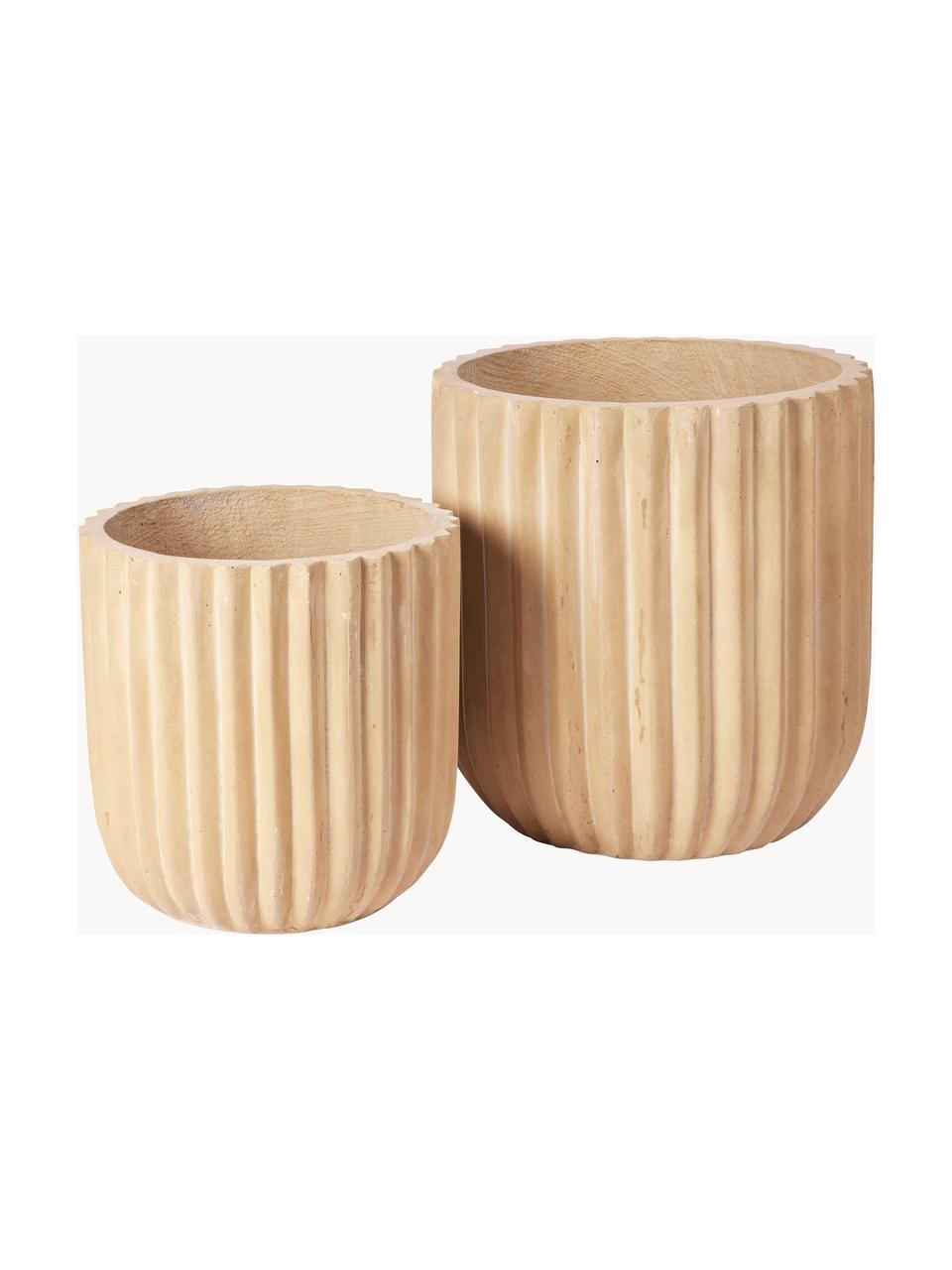 Cache-pots Fiber, 2 élém., Argile fibreuse, Beige clair, Lot de tailles variées