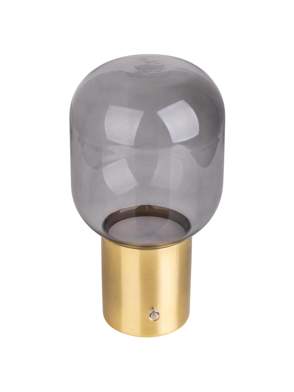 Lámpara de mesa pequeña LED Albero, Pantalla: vidrio, Dorado, gris claro, Ø 13 x Al 25 cm