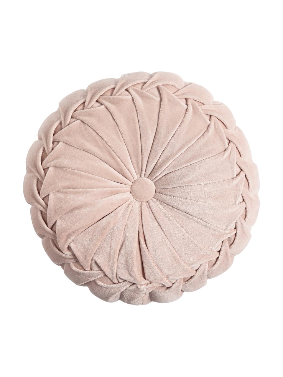 Cuscino rotondo in velluto con imbottitura Kanan, Rivestimento: 100% velluto di cotone, Rosa cipria, Ø 40 cm