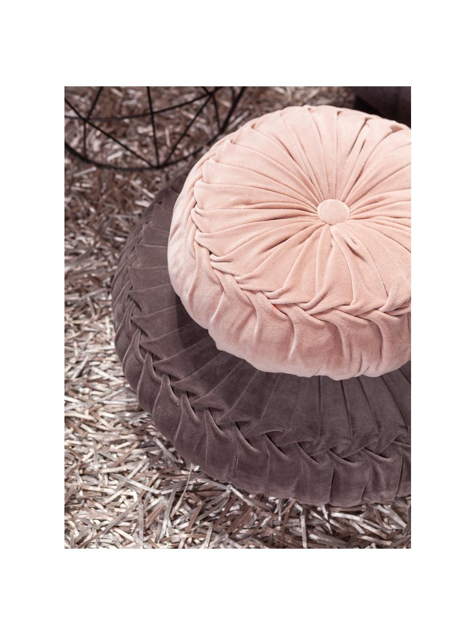 Coussin rond en velours rose poudré Kanan, Rose blush, Ø 40 cm