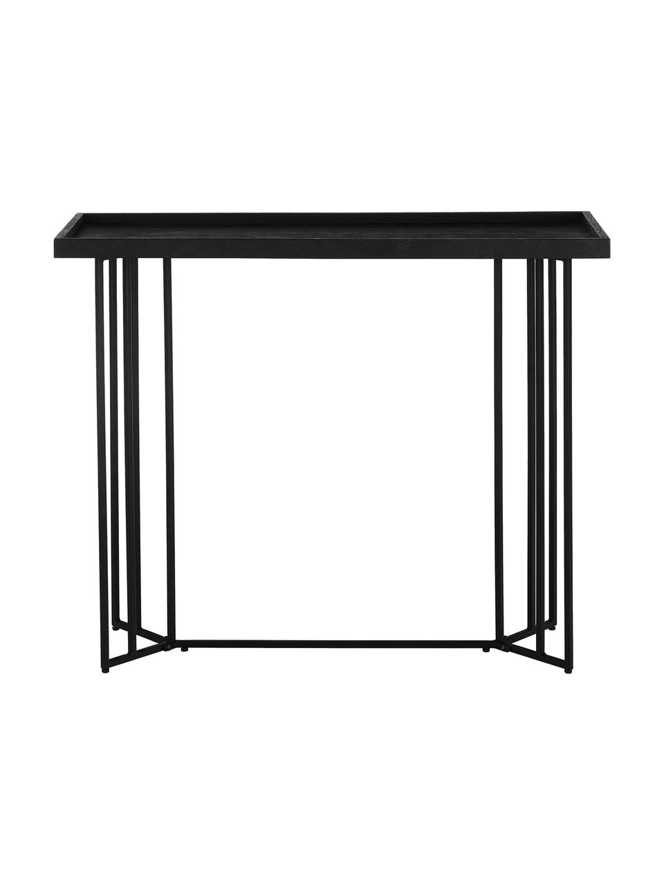 Konzolový stolek s deskou z masivu Luca, Černá, Š 100 cm, H 35 cm