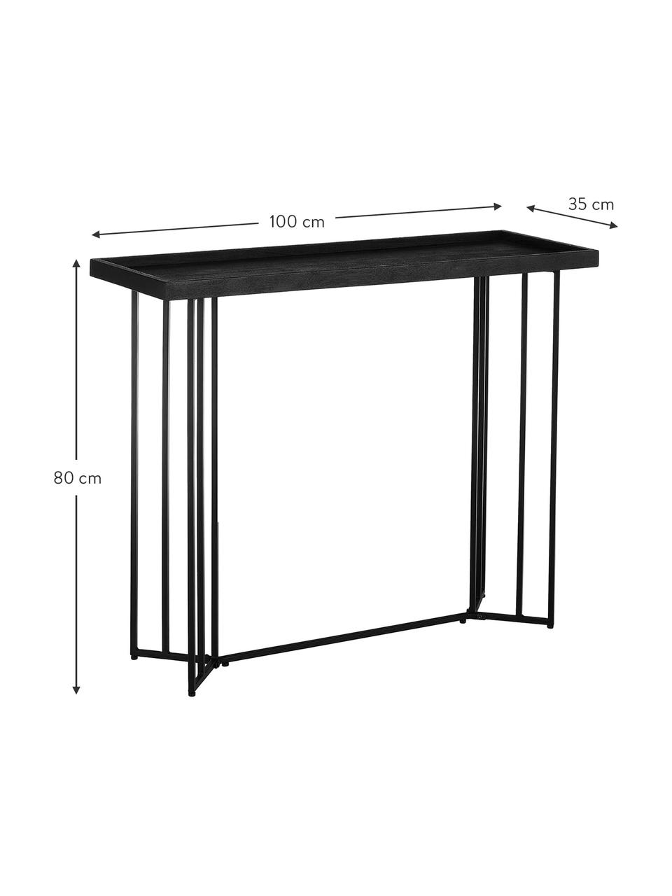 Konzolový stolek s deskou z masivu Luca, Černá, Š 100 cm, H 35 cm