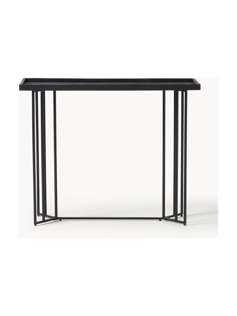 Consola de recibidor de madera de mango Luca, Estante: madera de mango maciza ce, Estructura: metal con pintura en polv, Madera de mango, negro pintado, An 100 x F 35 cm