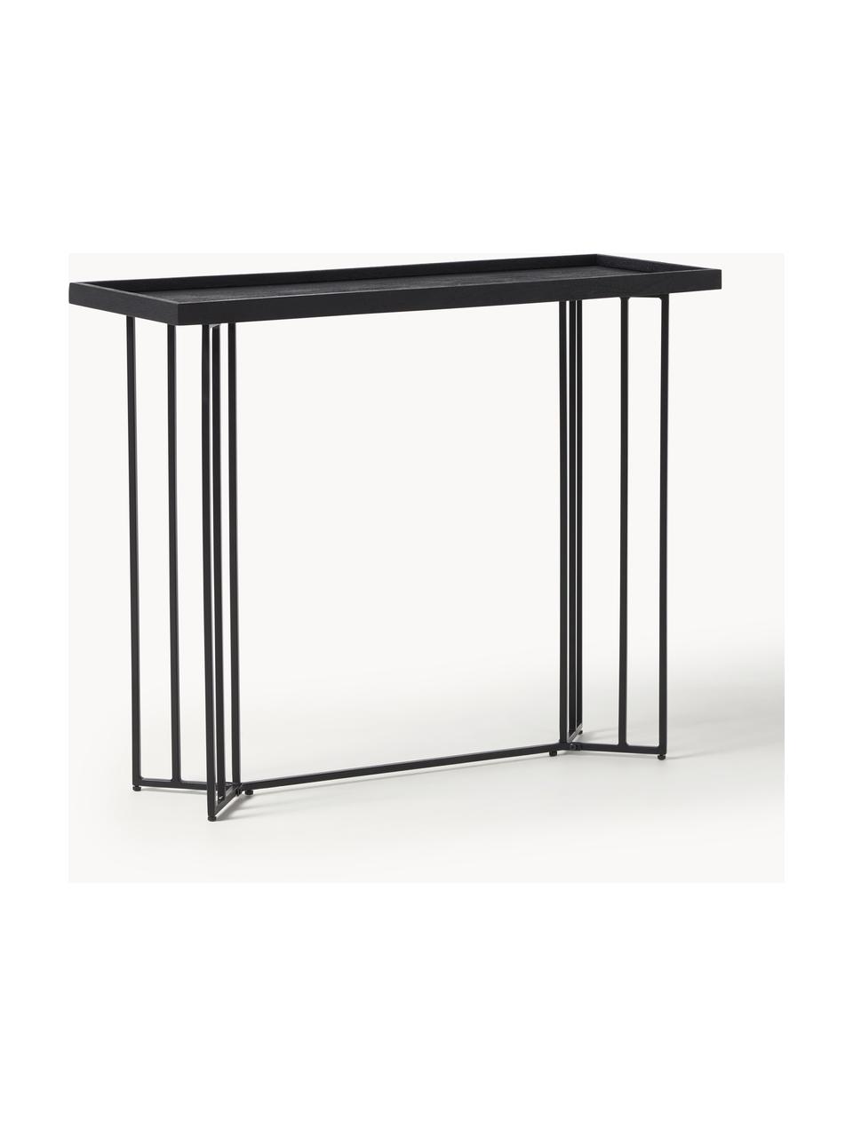 Consola de recibidor de madera de mango Luca, Estante: madera de mango maciza ce, Estructura: metal con pintura en polv, Madera de mango, negro pintado, An 100 x F 35 cm