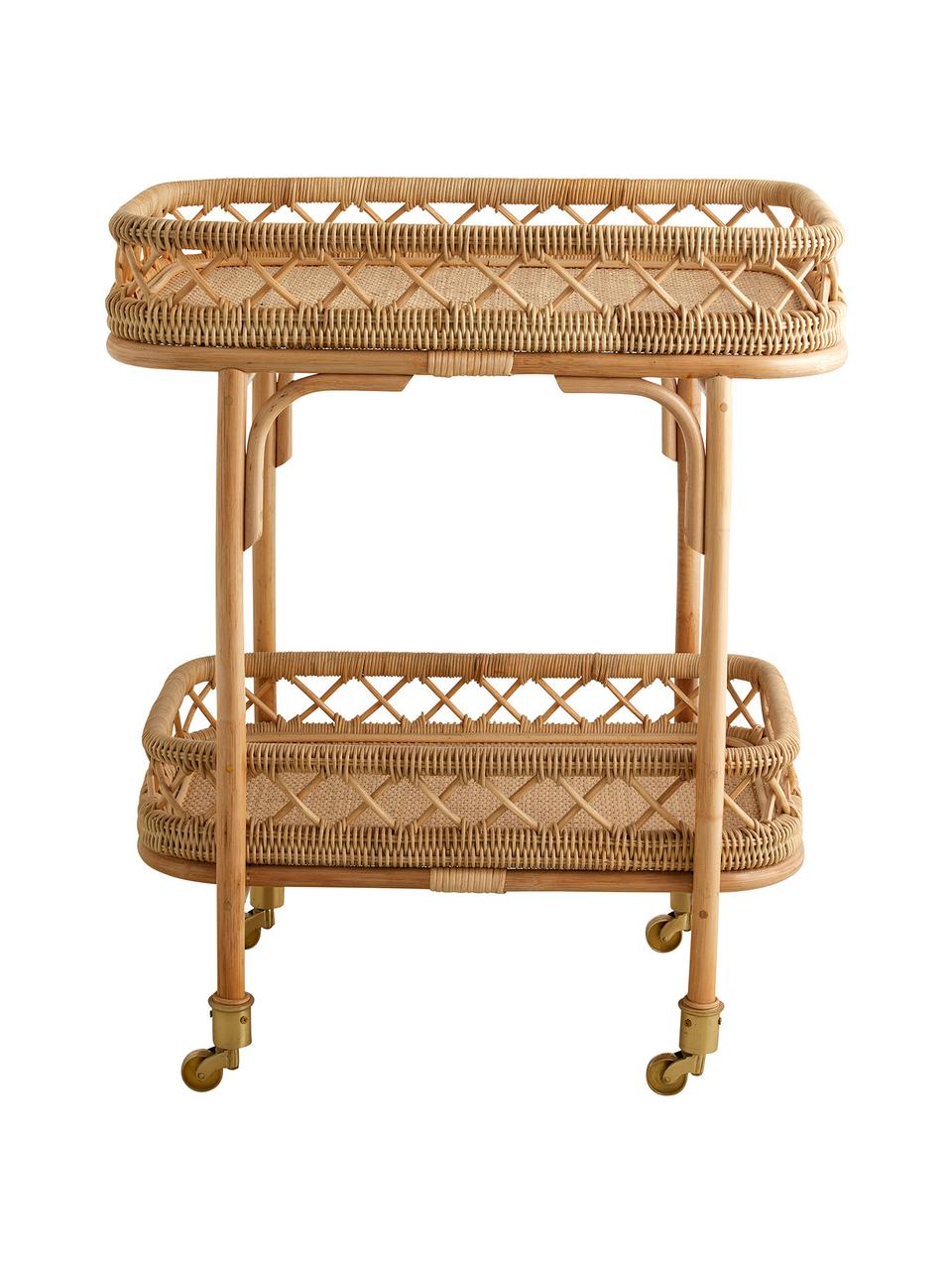 Rattan-Servierwagen Liri, Rattan, Rattan, B 62 x H 76 cm