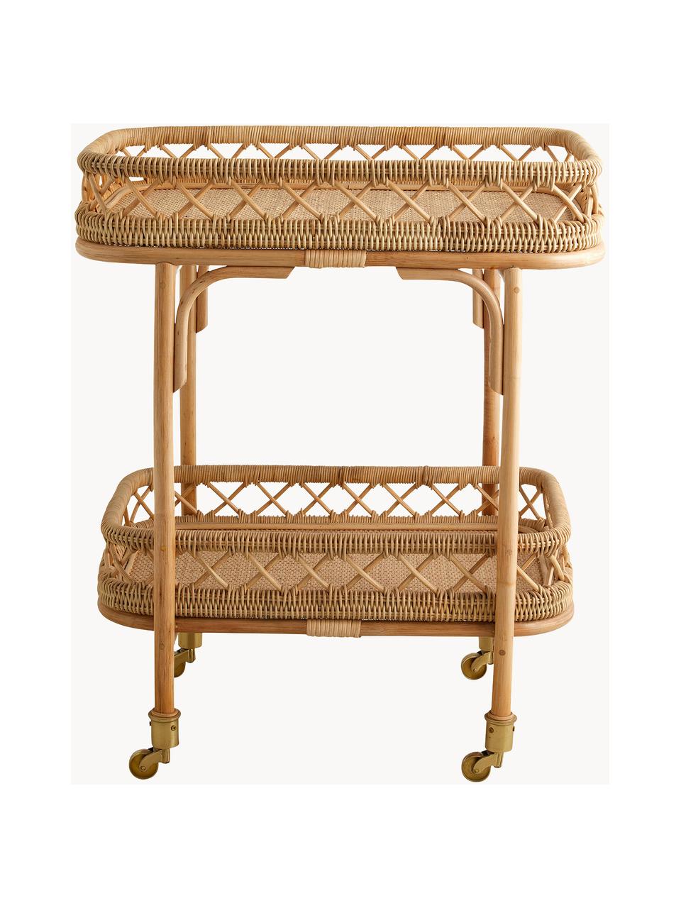 Wózek barowy z rattanu Liri, Rattan, Jasne drewno naturalne, S 62 x W 76 cm