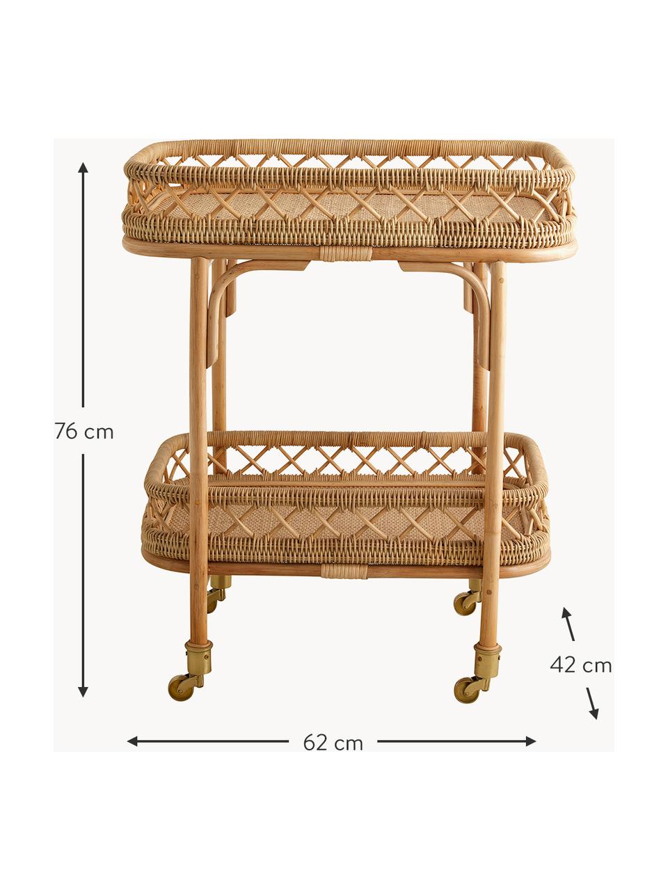 Desserte en rotin Liri, Rotin, Bois clair, larg. 62 x haut. 76 cm