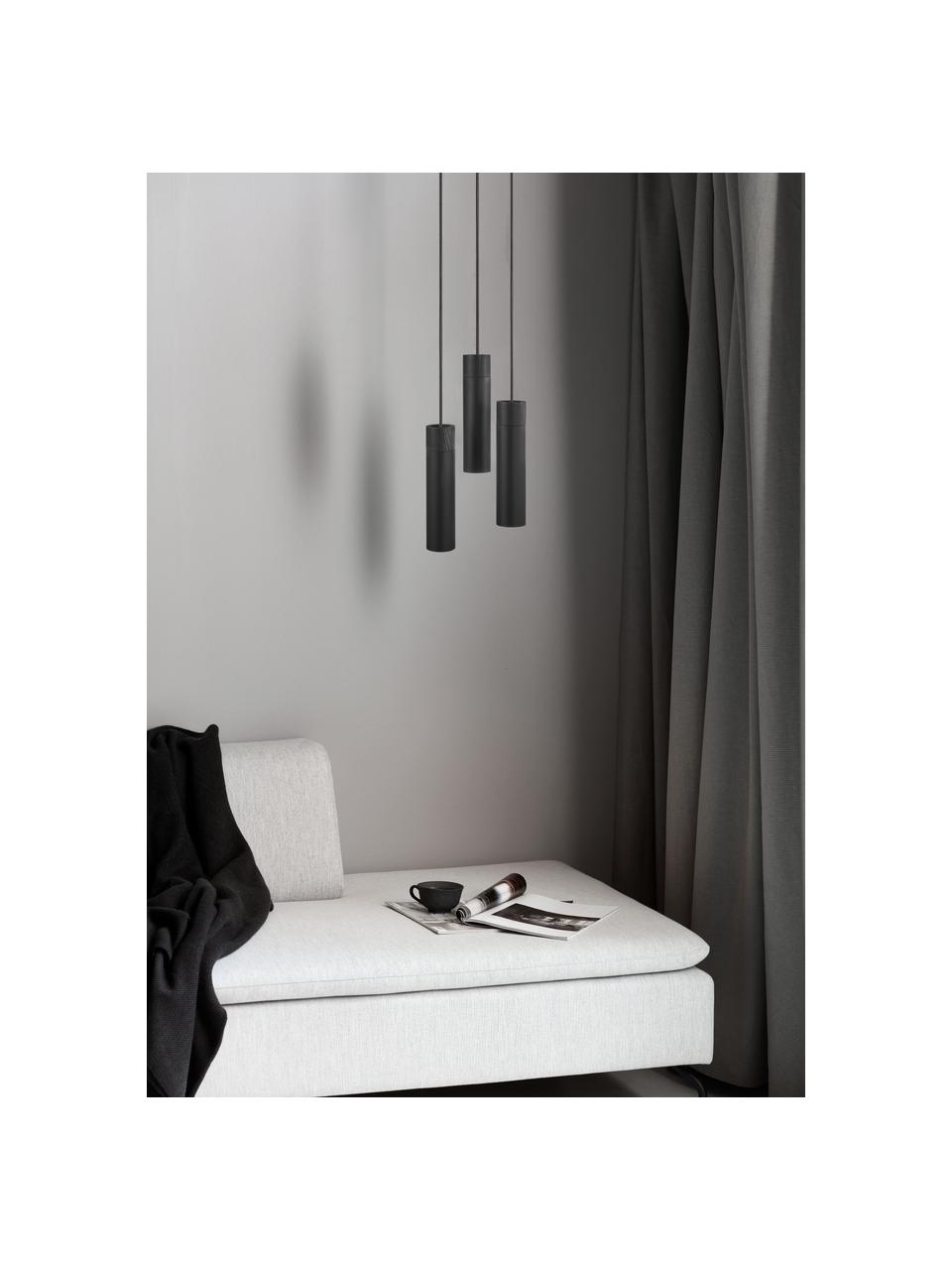 Petite suspension avec décor en bois Tilo, Noir, Ø 22 x haut. 25 cm