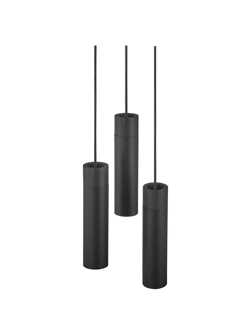 Lámpara de techo cluster pequeña Tilo, Pantalla: metal recubierto, Anclaje: metal recubierto, Cable: plástico, Negro, Ø 22 x Al 25 cm