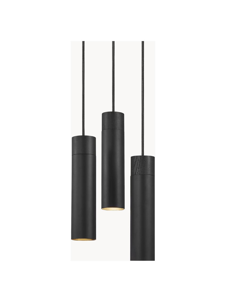 Lampada a sospensione cluster piccola a grappolo Tilo-Gold, Decorazione: legno, Nero, Ø 22 x Alt. 25 cm