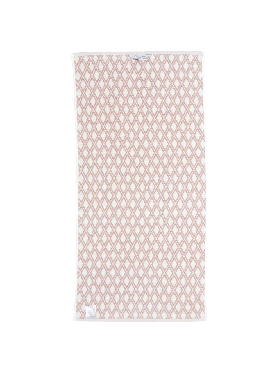 Wende-Handtuch Ava mit grafischem Muster, Rosa, Cremeweiss, Handtuch, B 50 x L 100 cm, 2 Stück