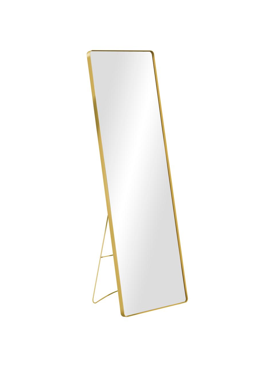 Eckiger Standspiegel Stefo mit goldenem Metallrahmen, Rahmen: Metall, beschichtet, Spiegelfläche: Spiegelglas, Goldfarben, B 45 x H 140 cm