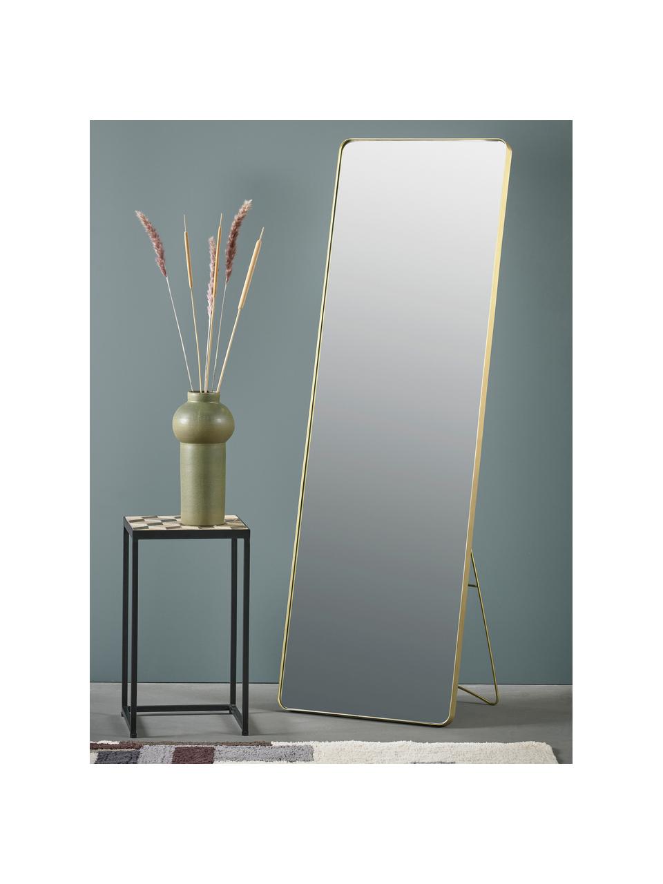 Eckiger Standspiegel Stefo mit goldenem Metallrahmen, Rahmen: Metall, beschichtet, Spiegelfläche: Spiegelglas, Goldfarben, B 45 x H 140 cm
