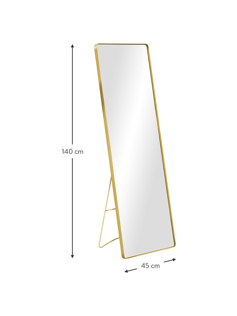 Specchio angolare da terra Stefo, Cornice: metallo rivestito, Superficie dello specchio: lastra di vetro, Dorato, Larg. 45 x Alt. 140 cm