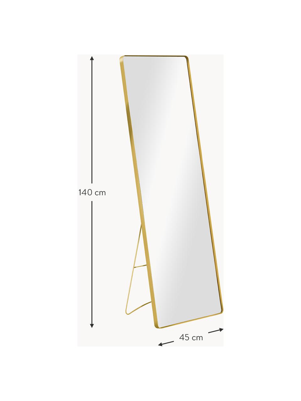 Specchio rettangolare da terra Verdal, Cornice: metallo rivestito, Superficie dello specchio: lastra di vetro, Dorato, Larg. 45 x Alt. 140 cm