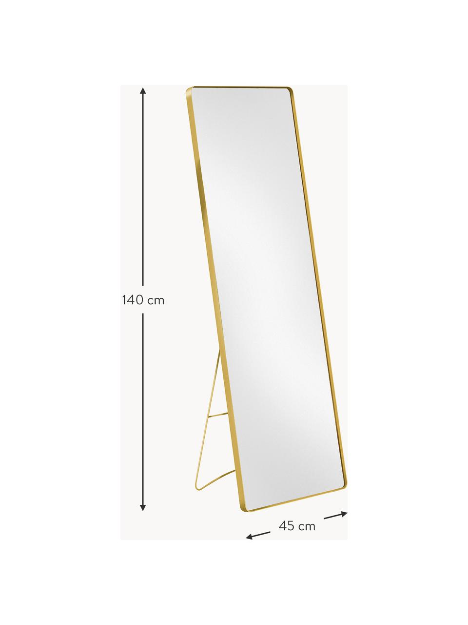 Eckiger Standspiegel Verdal, Rahmen: Metall, beschichtet, Spiegelfläche: Spiegelglas, Goldfarben, B 45 x H 140 cm