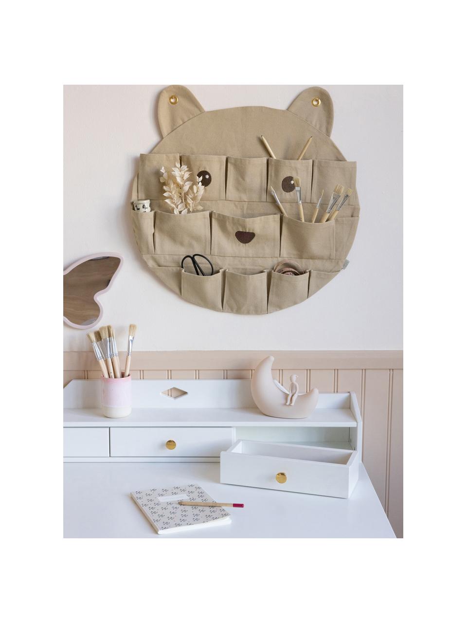 Wandorganizer Bear aus Bio-Baumwolle, 100 % Bio-Baumwolle, GOTS-zertifiziert, Beige, Schwarz, B 50 x H 50 cm