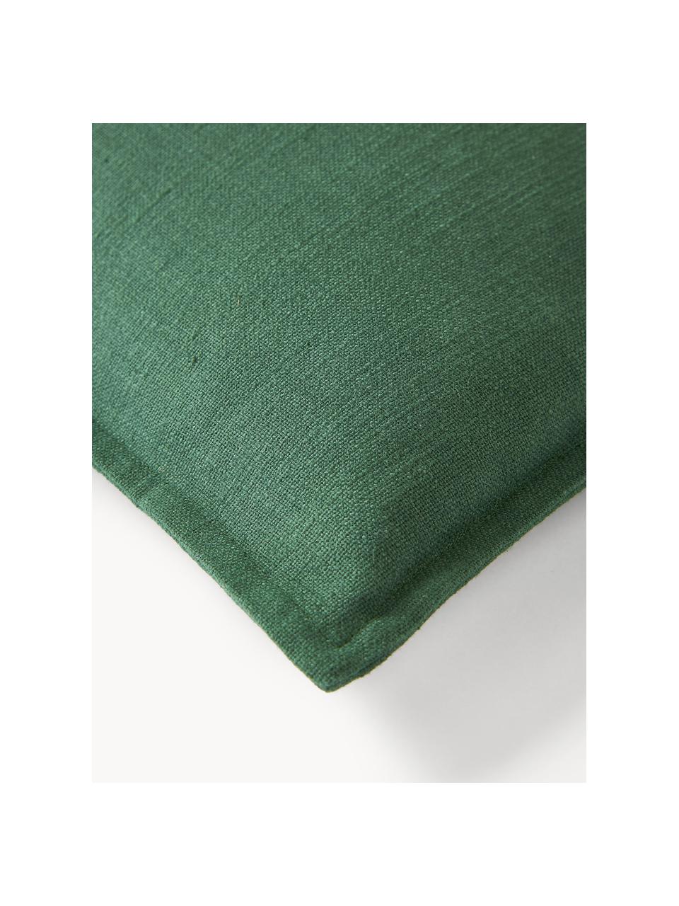 Funda de cojín de algodón Vicky, 100% algodón, Verde oscuro, An 50 x L 50 cm