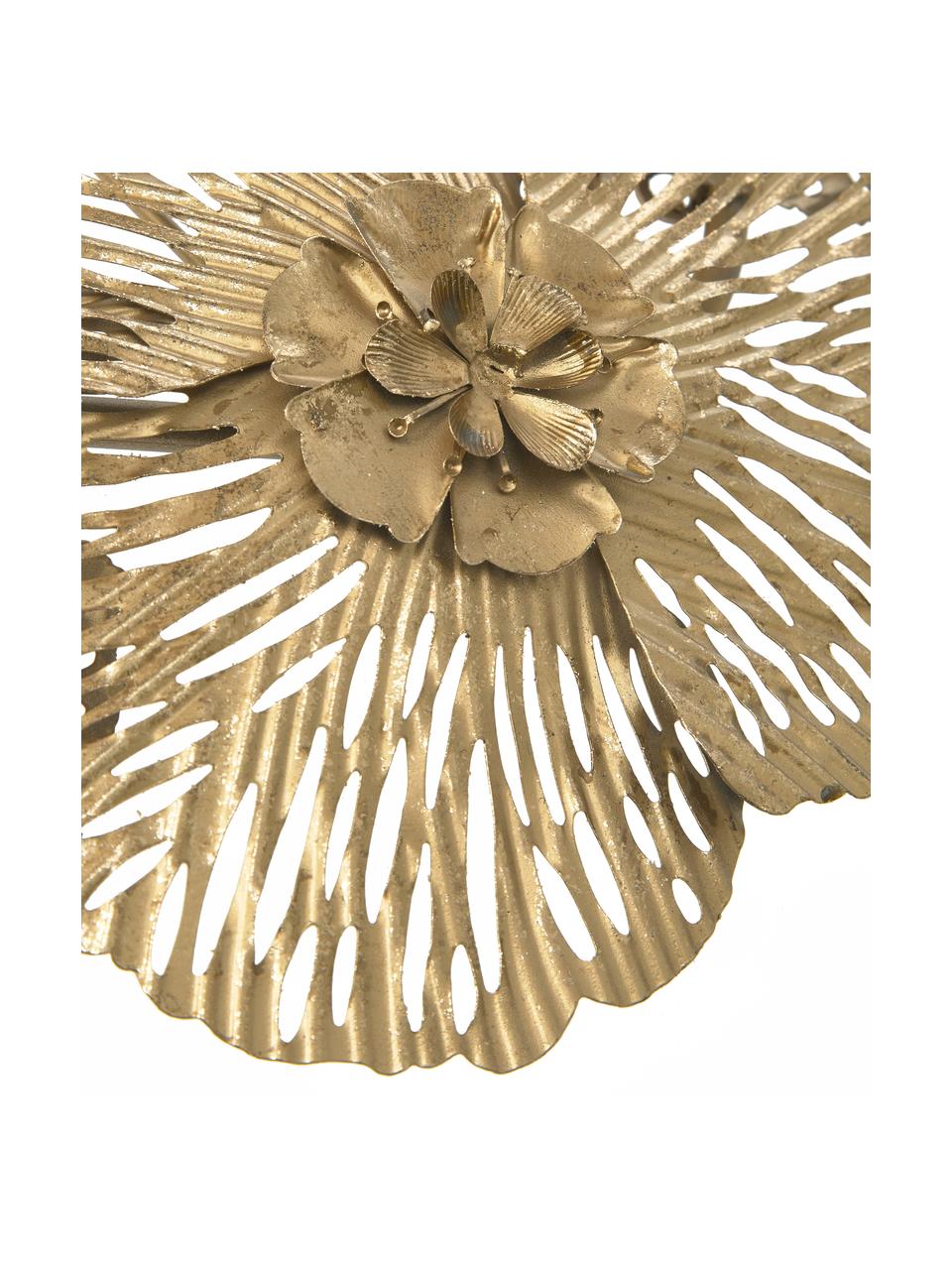 Decoración de pared Blossom, Metal recubierto, Dorado, An 82 x Al 34 cm