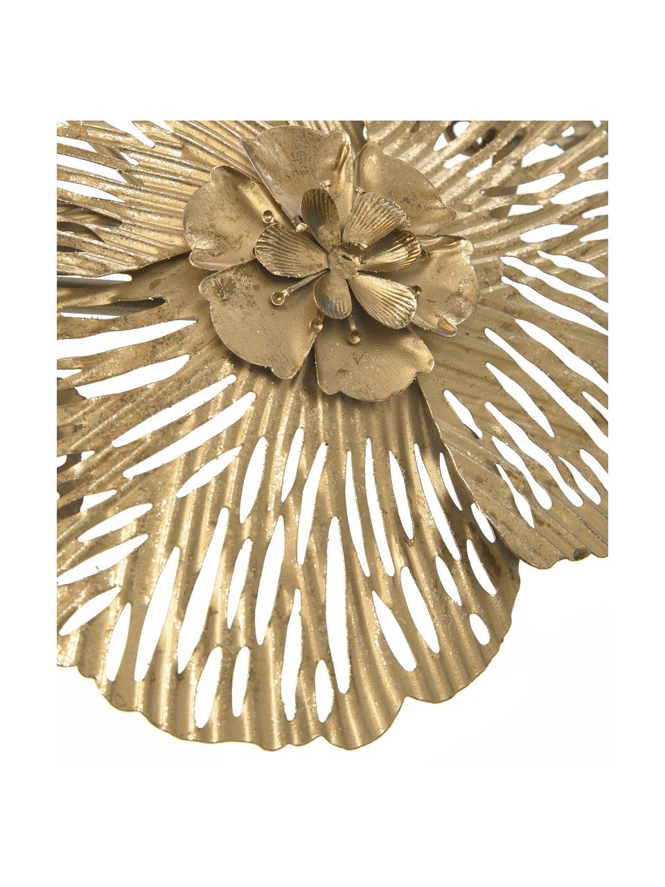 Nástenná dekorácia z kovu Blossom, Potiahnutý kov, Odtiene zlatej, Š 82 x V 34 cm