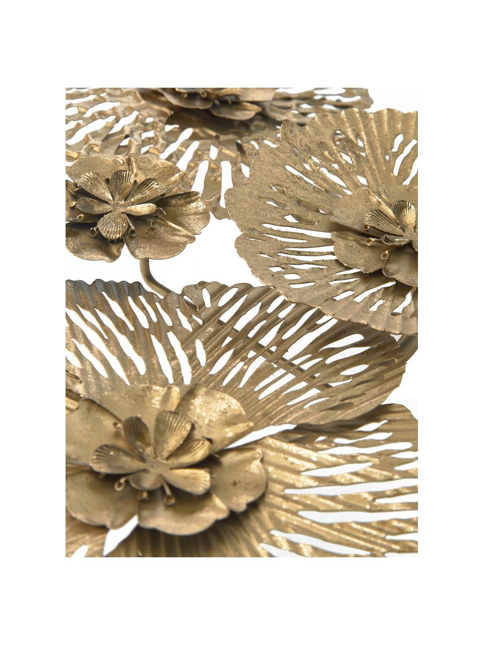 Decoración de pared Blossom, Metal recubierto, Dorado, An 82 x Al 34 cm