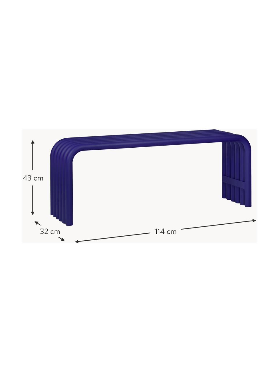 Panca in metallo Nokk, Acciaio verniciato a polvere, Blu royal, Larg. 114 x Prof. 32 cm