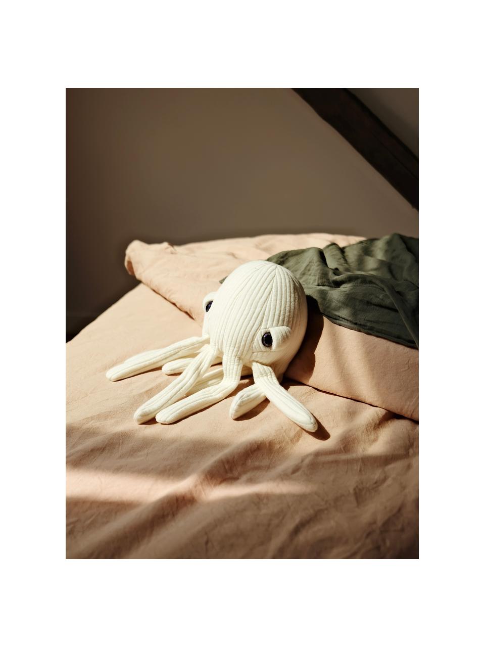 Ručně vyrobený měkký polštář Sir Octopus, Tlumeně bílá, Š 16 cm, V 30 cm