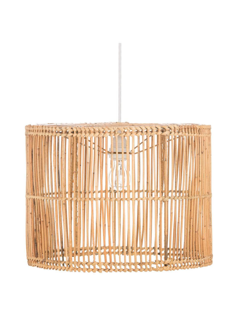 Lampa wisząca z rattanu Sea, Biały, rattan, naturalny, Ø 40 x W 30 cm