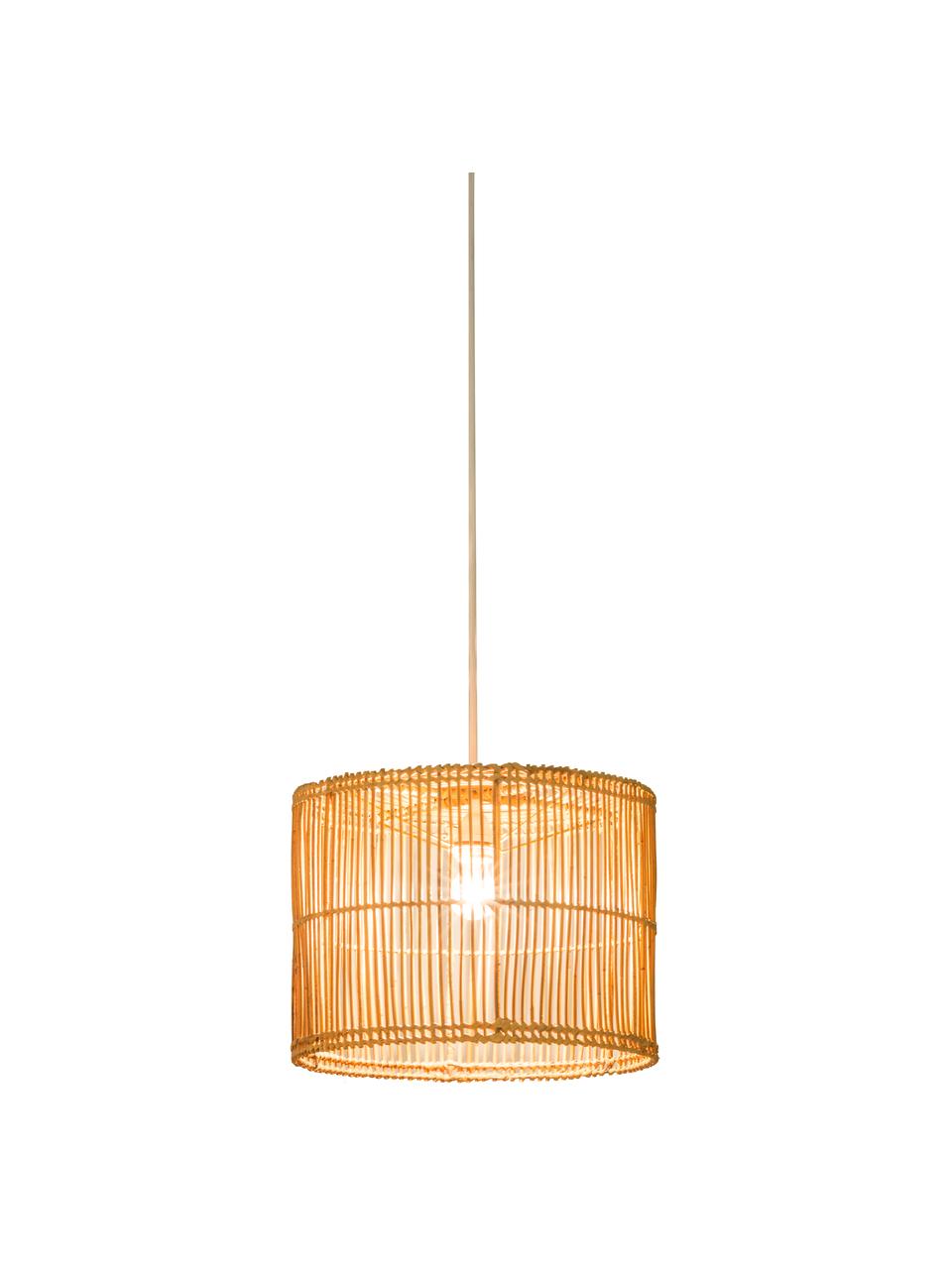 Lampa wisząca z rattanu Sea, Biały, rattan, naturalny, Ø 40 x W 30 cm