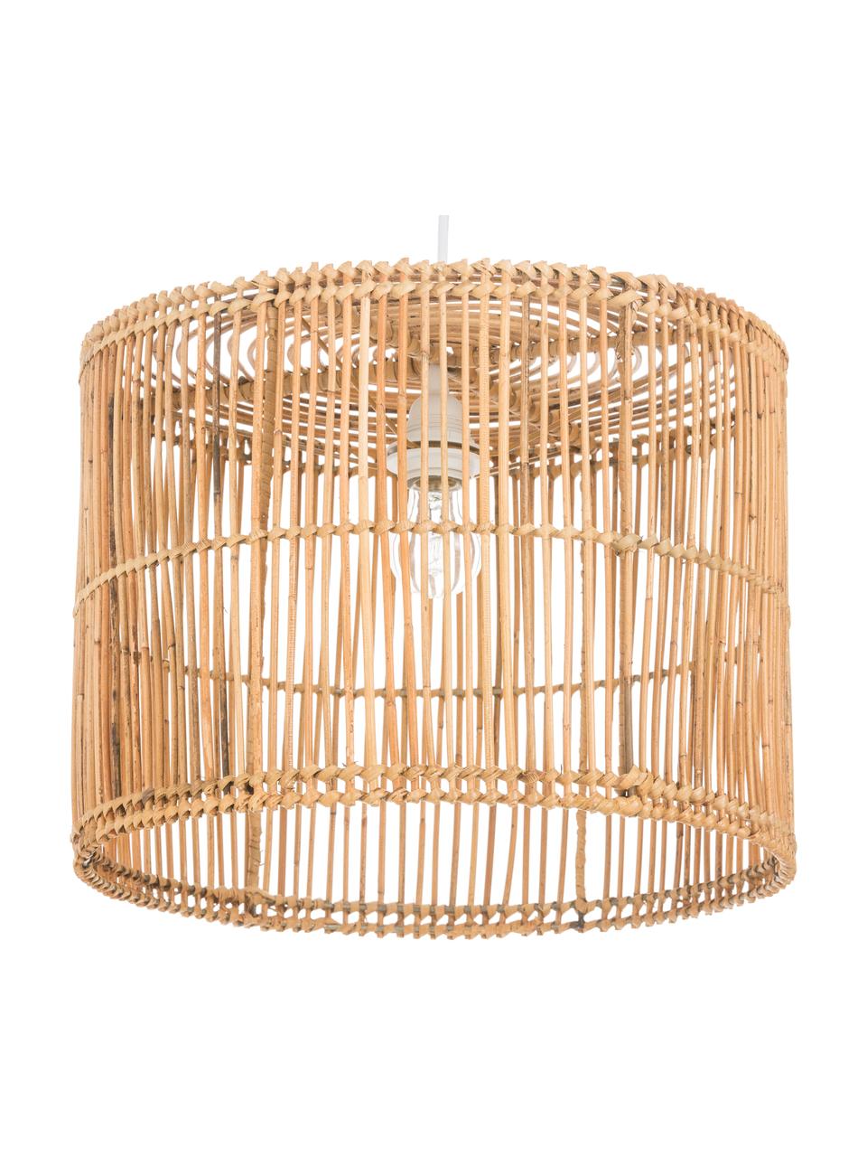 Lampa wisząca z rattanu Sea, Biały, rattan, naturalny, Ø 40 x W 30 cm