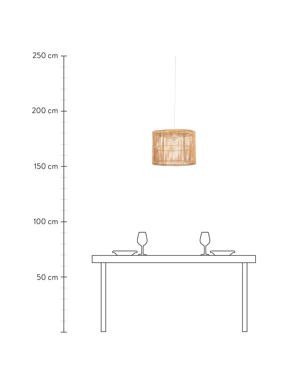 Lámpara de techo Sea, Pantalla: ratán, natural, Cable: cubierto en tela, Blanco, ratán, natural, Ø 40 x Al 30 cm