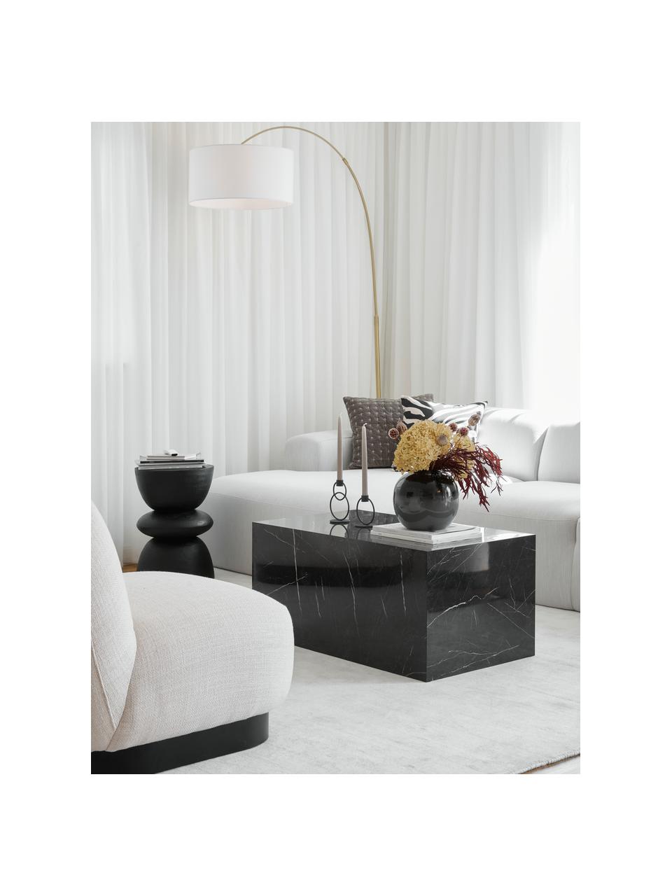 Mesa de centro en look mármol Lesley, Tablero de fibras de densidad media (MDF) recubierto en melanina, Mármol negro brillante, An 90 x F 50 cm