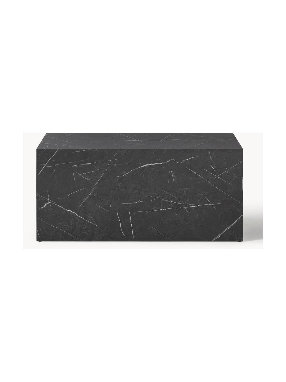 Salontafel Lesley in marmerlook, MDF bekleed met melaminefolie, Marmerlook zwart, glanzend, B 90 x D 50 cm