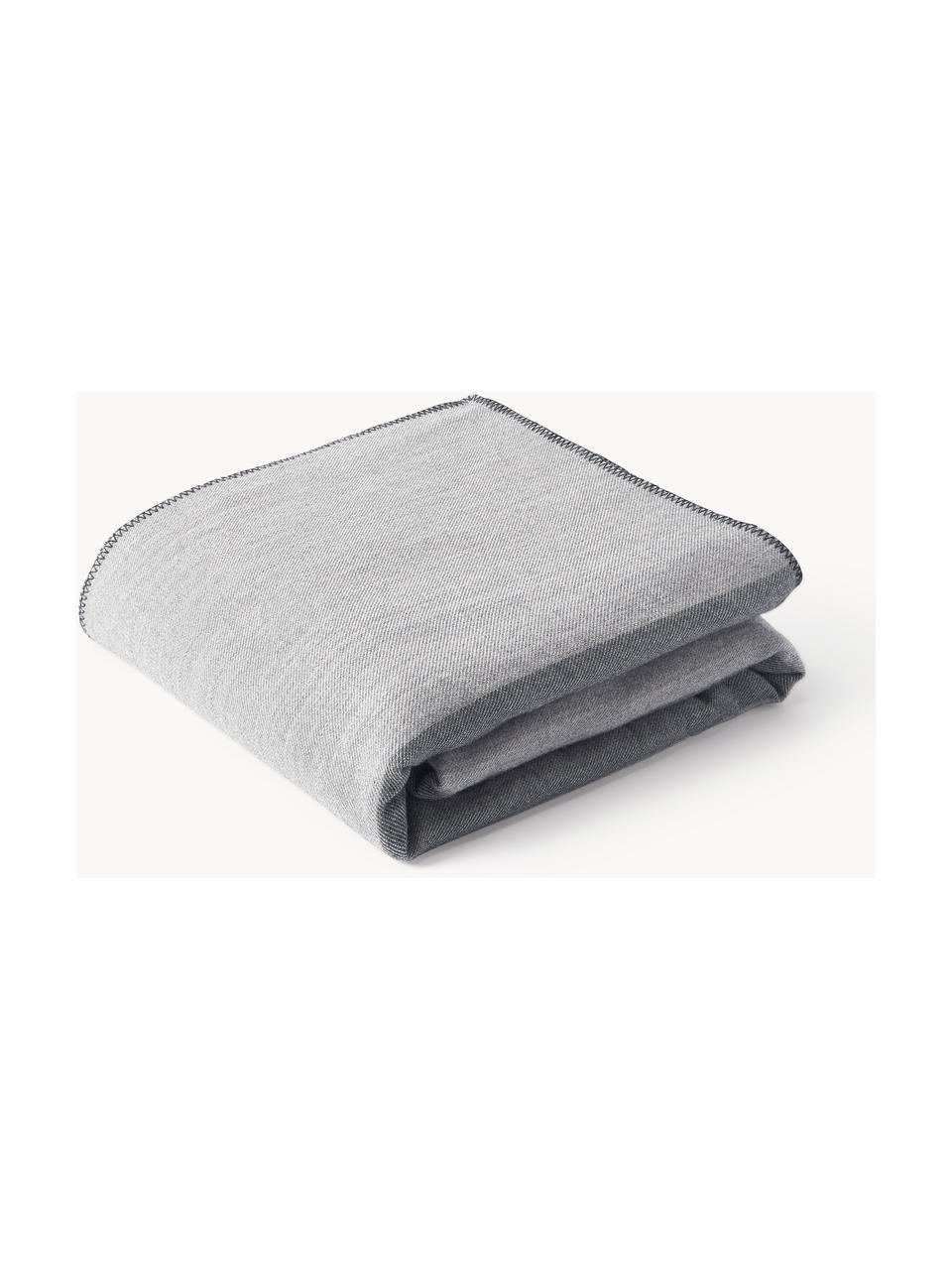 Colcha de lana a rayas Marfil, Tonos grises, An 230 x L 250 (para camas de 180 x 200 cm)