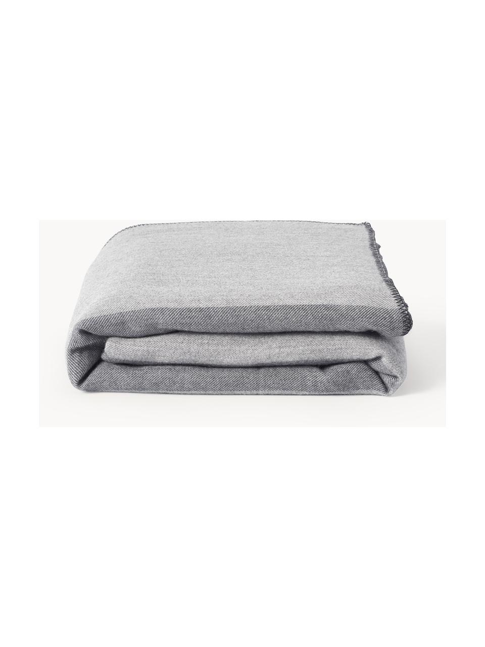 Plaid à rayures en laine Ivory, Tons gris, larg 230 x long. 250 cm (pour lits jusqu'à 180 x 200 cm)