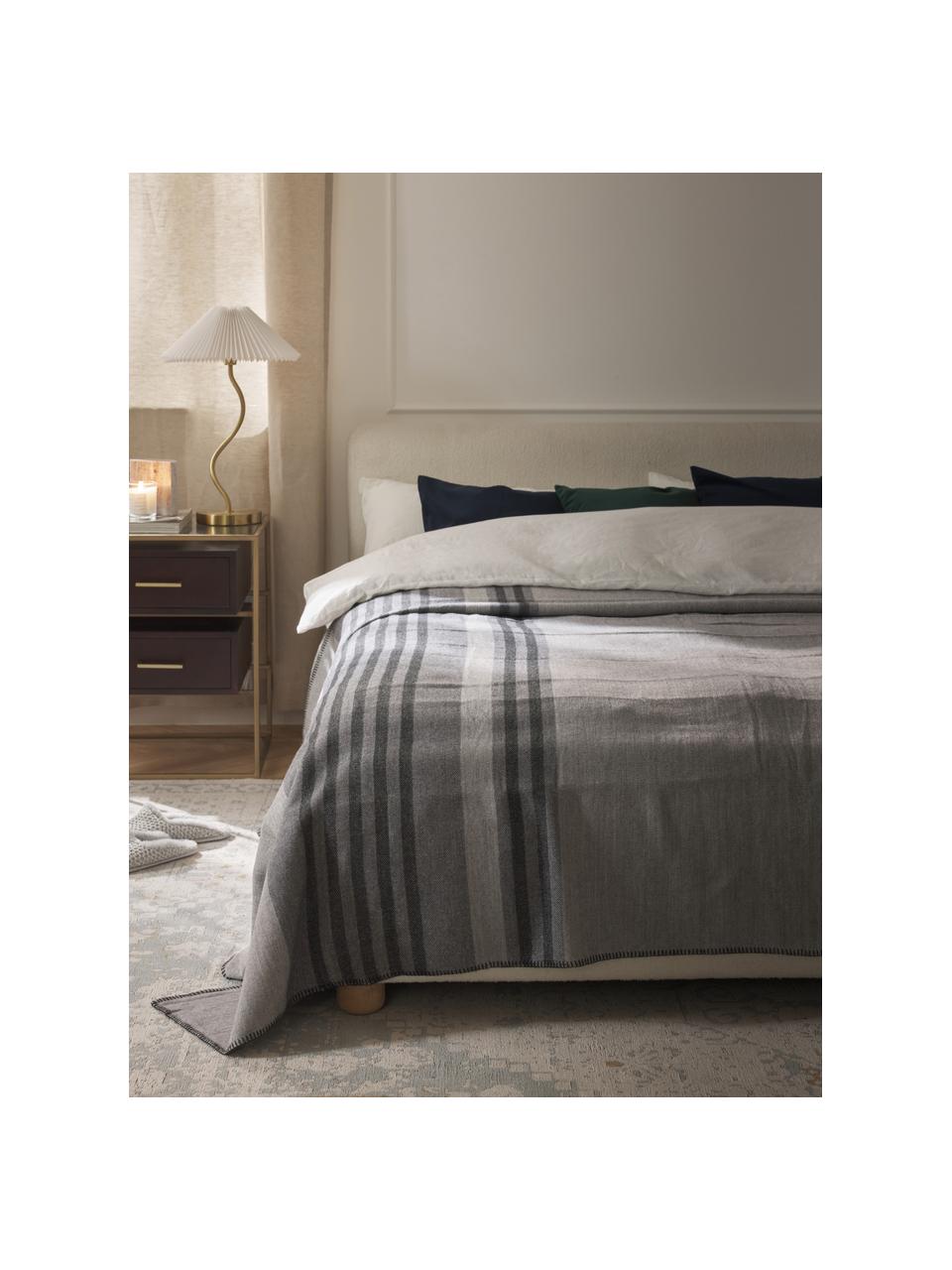 Pruhovaný vlněný přehoz Ivory, Odstíny šedé, Š 230 x D 250 (pro postele do rozměru 180 x 200 cm)