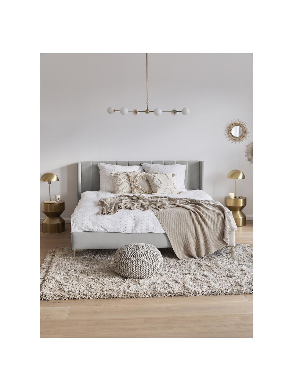 Sametová čalouněná postel Dusk, Světle šedá, Š 180 cm, D 200 cm