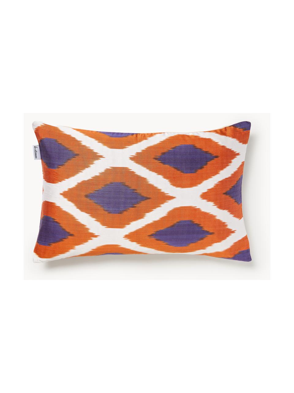 Housse de coussin 40x60 en soie avec motif abstrait Silky, Orange, lilas, blanc, larg. 40 x long. 60 cm