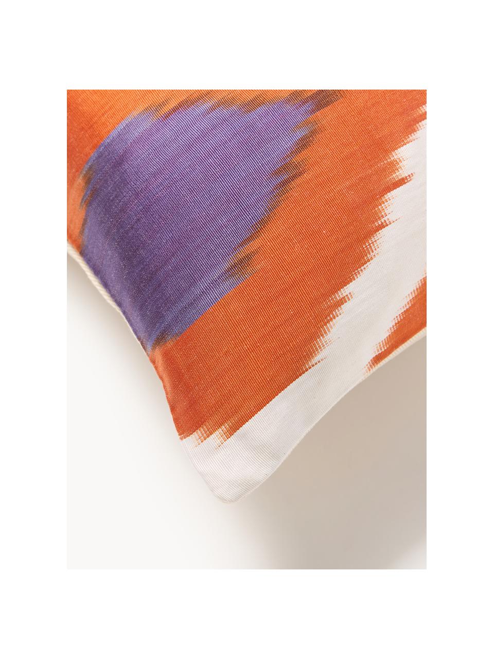 Housse de coussin 40x60 en soie avec motif abstrait Silky, Orange, lilas, blanc, larg. 40 x long. 60 cm