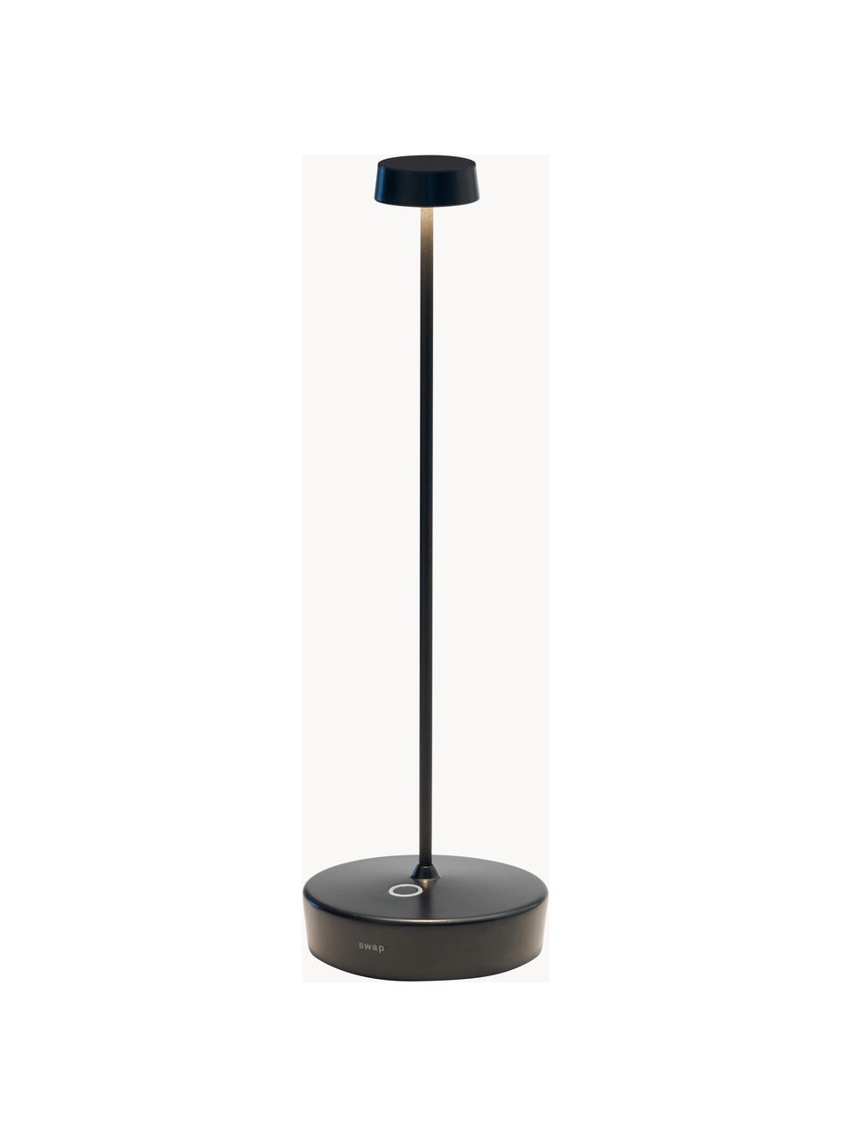 Lámpara de mesa LED pequeña móvil Swap Mini, regulable, Lámpara: aluminio recubierto Cable, Negro, Ø 10 x Al 29 cm