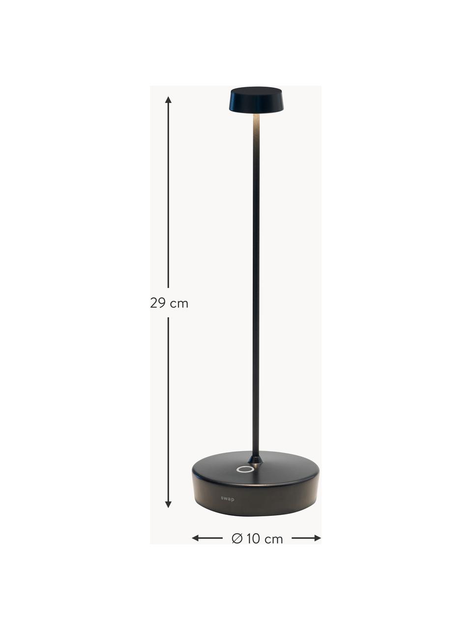 Kleine mobile LED-Tischlampe Swap Mini, dimmbar, Schwarz, Ø 10 x H 29 cm