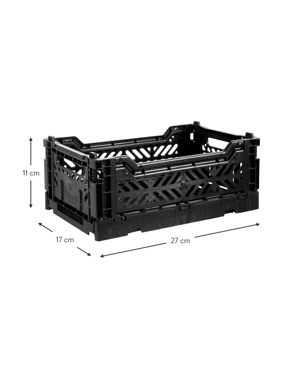 Klappbox Black, stapelbar, klein, Kunststoff, Schwarz, 27 x 11 cm