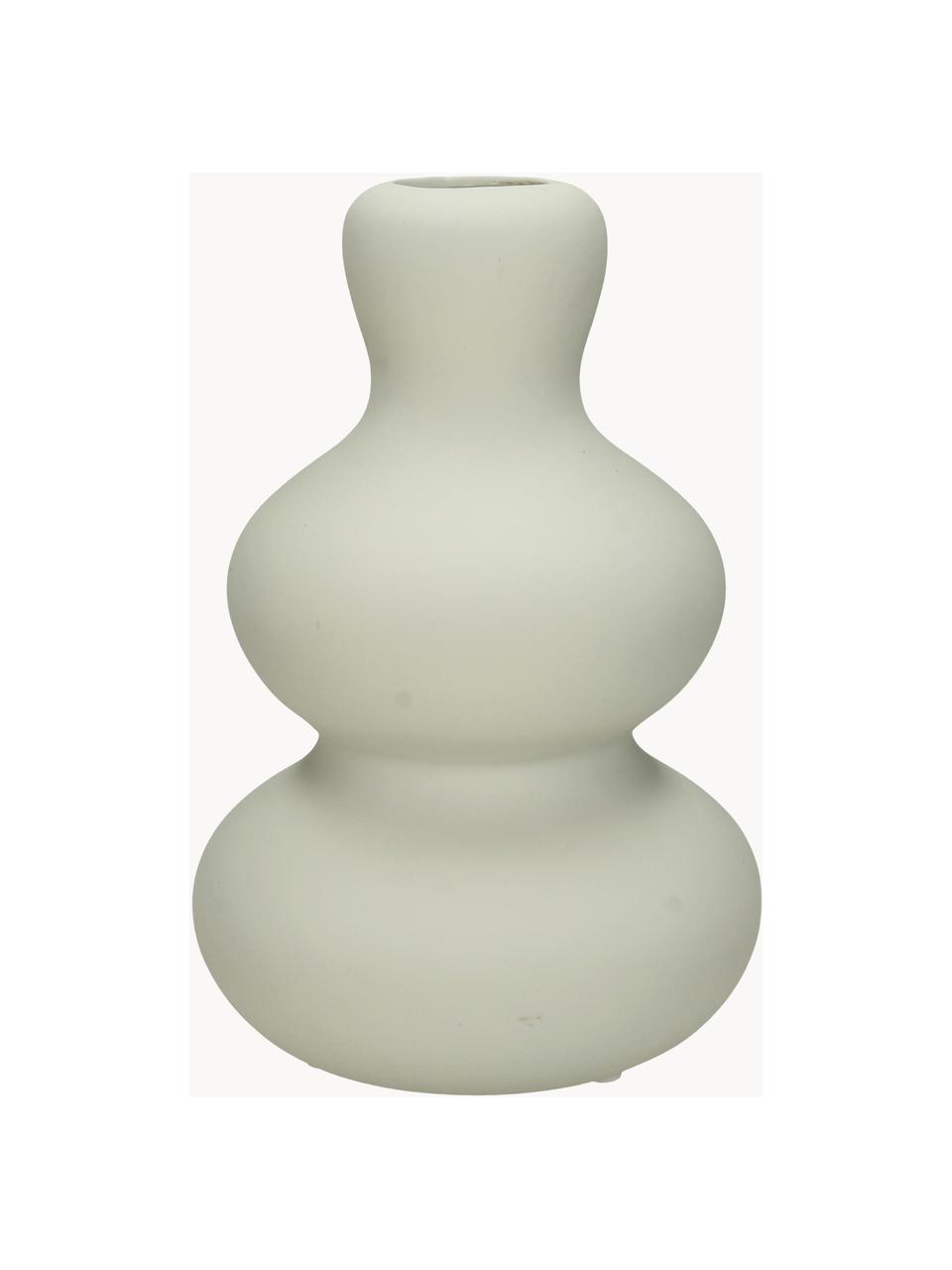 Designová váza v organickém tvaru Fine, V 20 cm, Kamenina, Tlumeně bílá, Ø 14 cm, V 20 cm