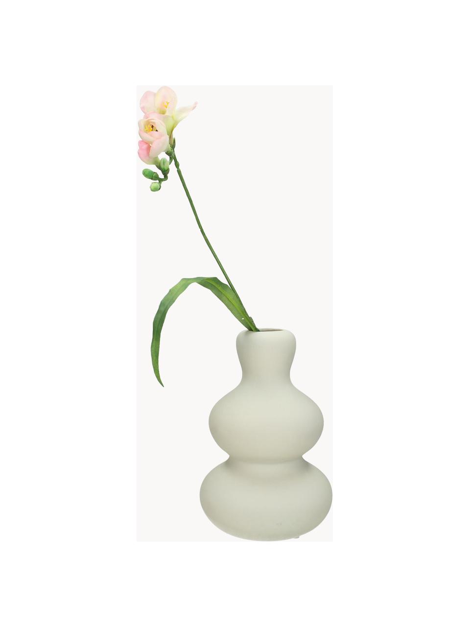 Designová váza v organickém tvaru Fine, V 20 cm, Kamenina, Tlumeně bílá, Ø 14 cm, V 20 cm